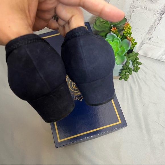 Vintage Pappagallo Navy Blue Velvet button Opera Pump Sz 10 - Picture 5 of 9